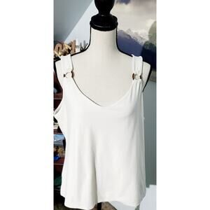 LOFT White Tank Top Size L Office Soroity Preppy Scandi-Girl Minimalist